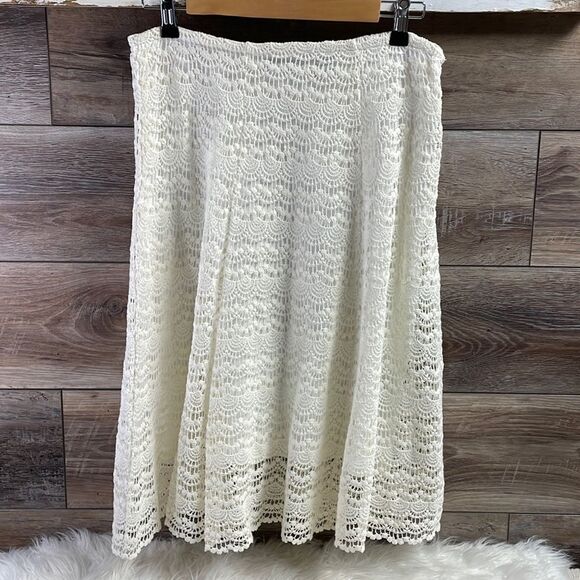 Nue Options Women Vintage Skirt Crocheted Lace Overlay Side Zip Above Knee Sz 8 - Picture 1 of 7